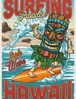 Hochwertiges Blechschild Surfing Paradise Hawaii USA 20x30 cm - Berlin
