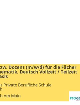 Lehrkraft bzw. Dozent (m/w/d) für die Fächer Sport, Mathematik, Deutsch Vollzeit / Teilzeit / Honorarbasis - Offenbach (Main)
