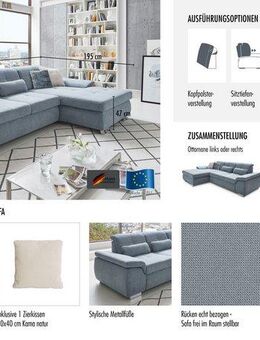 Die PlanBar Ecksofa MP-IN16037 L-Form mit Federkern-Polsterung, mit Sitztiefenverstellung & Zierkissen