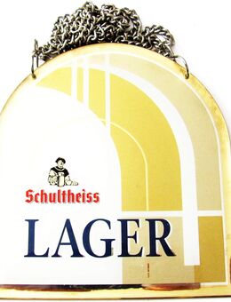 Schultheiss Brauerei - Lager Bier - Zapfhahnschild - 11,5 x 10,5 cm - aus Kunststoff #1 - Doberschütz