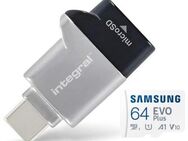 OTG USB 3.0 Typ C, Speicherkartenleser, MicroSD Laufwerk, integral, Samsung EVOPlus MicroSDXC 64GB mit einer Datenübertragung von bis zu 130MB/s, inklusive SD-Adapter - Fürth