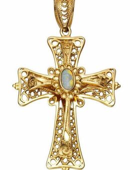 Firetti Kreuzanhänger Schmuck Geschenk Gold 375 Halsschmuck Anhänger Halskette Kreuz, mit Opal