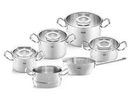 Fissler Topf-Set Original-Profi Collection®, Edelstahl 18/10 (Set, 6-tlg., Kochtopf 16/20/24 + Bratentopf 20 + Sauteuse 20 + Dämpfeinsatz 20cm), Made in Germany