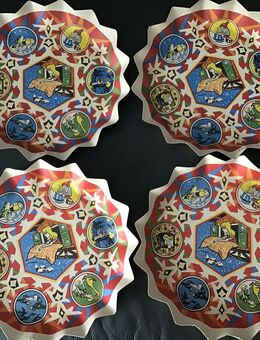 Weihnachtsschmuck Vintage 4 ältere Weihnachtliche Pappe Teller Weihnachtsschmuck - Meerbusch