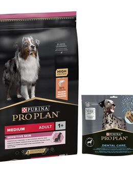 7 kg PURINA PRO PLAN Adult + 426 g Dental Care Snack für große Hunde gratis! - Medium Sensitive Skin