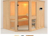 Karibu Sauna Aline 3, BxTxH: 231 x 196 x 198 cm, 68 mm, (Set) 9-kW-Ofen mit externer Steuerung