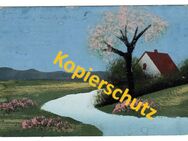 Handgemalte Künstlerkarte „Haus am Bach“, 1920 - Landsberg
