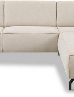 Places of Style Ecksofa Lorcan, Breite 275 cm, weiches Sitzgefühl, mit schwarzen Metallfüßen, Lederoptik und in weichem Strukturstoff