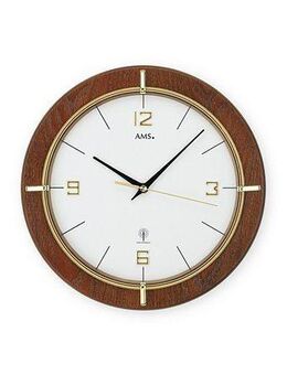 AMS Funkwanduhr F5832 (Quarzuhr,Holz,Wohnzimmer,Esszimmer,Küche,Arbeitszimmer,Büro,Flur)