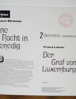 Der Graf von Luxemburg-Franz Lehar-Eine Nacht in Venedig-Johann Strauss-Vinyl-LP,Topas,50/60er Jahre - Linnich