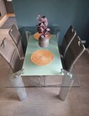 Moderner Esstisch mit Milchglas-Unterlage – 160×90×77 cm in 48329