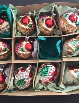 Christbaumschmuck Vintage 11 alte bunte Baumkugeln Weihnachtsschmuck - Meerbusch