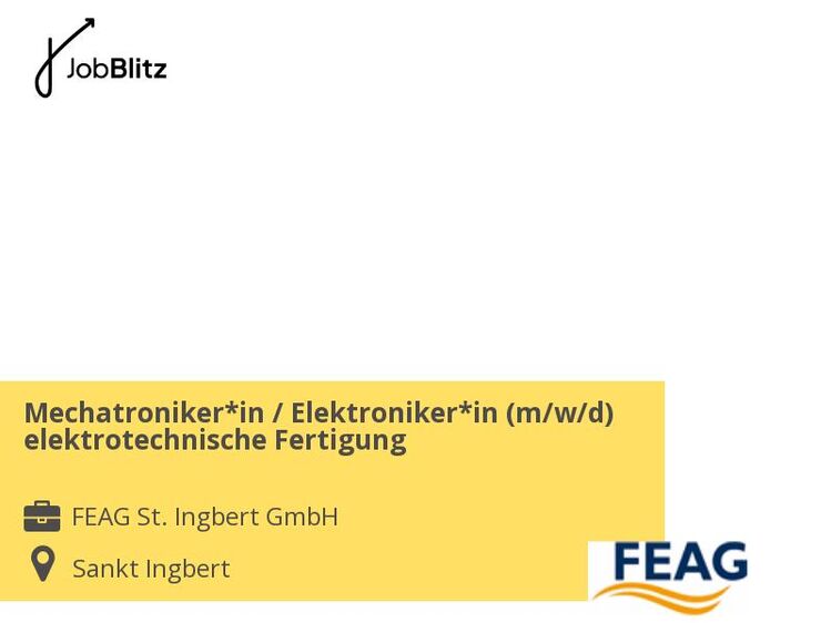 Mechatroniker*in / Elektroniker*in (m/w/d) elektrotechnische Fertigung - Sankt Ingbert