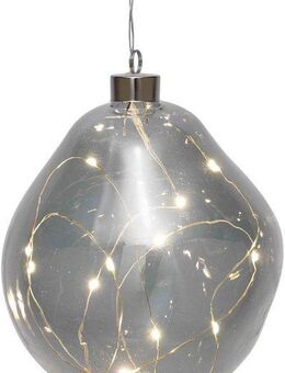Leonique Dekokugel Birdelle, mit LED Beleuchtung, Weihnachtsdeko in organischer Form (1 St), Ø ca. 15 cm, Christbaumkugeln, organische Kugeln aus Glas