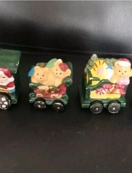 Weihnachtszug mit Bären Gruppe Keramik 4 teilig als Paket - Essen