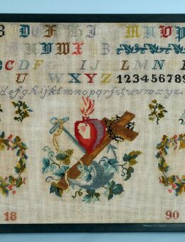 Antik 1890 Stickmuster Herz Jesus Kirche Messgewand Kasel Tracht Klosterarbeit - Nürnberg