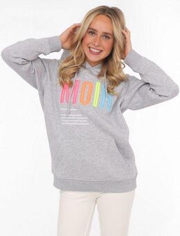 Zwillingsherz Sweatshirt gestickter Schriftzug, Kapuze, Langarm, Kängurutasche, Kordelzug