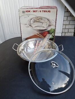 Wok 32 cm mit Glasdeckel Edelstahl 18/10 Wokpfanne+Deckel 10,- - Flensburg