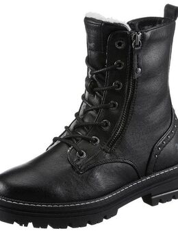 Mustang Shoes Winterboots, Blockabsatz, Winterstiefelette, Schnürboots, Nieten und Ziernähten