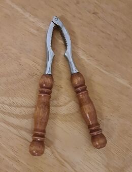 Walnuss Nussknacker Holzgriff 7,5cm braun silber Vintage Edelstahl klassisch - Essen