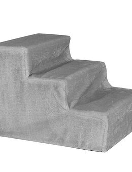 Lionto Haustiertreppe mit Plüschbezug - hellgrau: L 46 x B 36 x H 34 cm