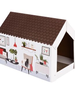 XL-Katzenhaus Home inkl. Kratzbrett - Winter - L 58 x B 36 x H 41 cm