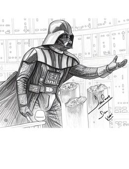 Darth Vader, von Dave Prowse Signierte Bleistiftzeichnung ,Star Wars,30x20cm - Düsseldorf