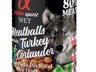 4 + 2 gratis! 6 x 400 g alpha spirit Dog Meatballs - Truthahn & Koriander