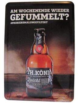 König Brauerei GmbH - Am Wochenende wieder gefummelt - Blechschild mit 2 Magneten - 14,5 x 10 cm - Doberschütz