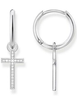 THOMAS SABO Paar Creolen Kreuz, CR622-051-14, mit Zirkonia (synth) - Einhänger abnehmbar