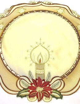 2 Stück: weihnachtliche Untersetzer / Deckchen - prächtige Stickerei - 37cm - Neu - Biebesheim (Rhein)
