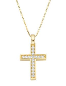 Firetti Kette mit Anhänger Schmuck Geschenk Silber 925 Halsschmuck Halskette Venezianer Kreuz, mit Zirkonia (synth)