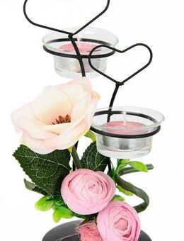 I.GE.A. Teelichthalter Rose (1 St), Glas, Kunststoff, Metall, rosa