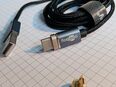 Lade-Datenleitung, magnetisch, USB Typ A Stecker, 2x Stück magnetische Adapterstecker, USB 2.0 Micro B & USB 3.0 Typ C, 120cm lange, nylonummantelte Leitung, schwarz in 90763