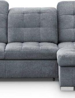 WERK2 Ecksofa Carmen, mit Bettfunktion & Bettkasten, optional Sitztiefenverstellung, ohne Sitztiefenverstellung, Struktur weich, grau