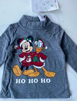 Jungen Mädchen Kinder Mickey Mouse Disney Weihnachten Rollenkragen Bluse Langarm Longsleeve Grau 100% Baumwolle Gr. 68 Marke: Disney, neu mit Etikett - Albstadt
