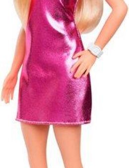 Barbie Anziehpuppe Fashionistas Nr. 230, mit rosa Metallic-Minikleid, blond