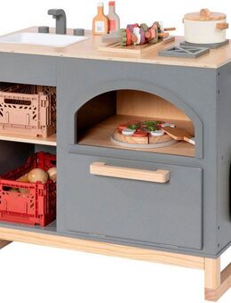 MUSTERKIND® Spielküche Taxus, dunkelgrau/natur Holz, FSC®-Holz aus gewissenhaft bewirtschafteten Wäldern