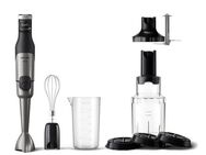 Philips Stabmixer HR2684/00 5000 Series, mit ProMix-Technologie, Becher, 1200 W, Schneebesen, Spiralschneider und XL-Zerkleinerer, Edelstahl/Schwarz