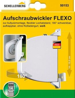 SCHELLENBERG Aufputz-Gurtwickler Aufschraubwickler Flexo Mini, Set, 1-tlg., aufklappbar und höhenverstellbar, 180° schwenkbar