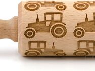 folkroll Teigroller 3D-Motiv-Teigrolle Buchenholz, Traktor