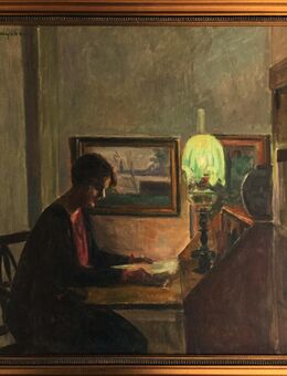Öl-Gemälde POUL FRIIS NYEBOE (1869), Lesende Frau mit Lampe!! - Berlin