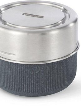 black+blum Lunchbox, Borosilikatglas, Edelstahl, (3-tlg), spülmaschinengeeignet, mit Edelstahldeckel und Silikonschutzaufleger