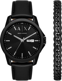 ARMANI EXCHANGE Quarzuhr AX7147SET, (Set, 2-tlg., mit Schmuckarmband), Armbanduhr, Herrenuhr, ideal auch als Geschenk, Datum, Lederarmband