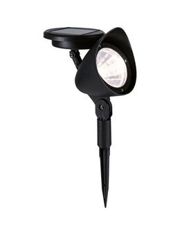 Paulmann LED Gartenstrahler Solar Spot Solena IP44 3000K 2lm Schwarz, LED fest integriert, Warmweiß