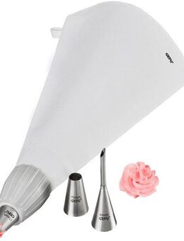 GEFU Spritzbeutel DECORE SET (Set, 5-tlg., Spritzbeutel, Adapter, 3 Tüllen) verzieren von Kuchen