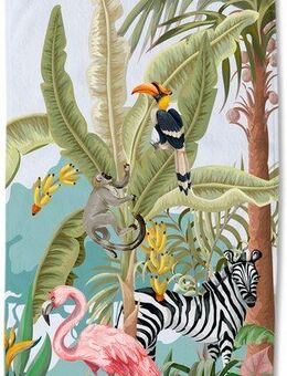 good morning Strandtuch Jungle party, Microfaser (1-St), Mikrofaser, 75x150, Schnelltrocknend, Sommer, Strand, Kind, dschungel