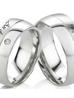 Edelstahlringe E156 mit Zirkonia oder Diamant und Außengravur - Aholming