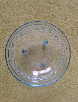 Glasschale mit 3 Füßen, hellblau, Glasschüssel, Vintage - Ehra-Lessien