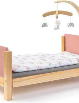MUSTERKIND® Puppenbett Barlia, altrosa/natur, mit Mobile